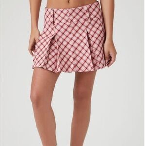 Forever 21 pink plaid pleated school girl mini skirt
